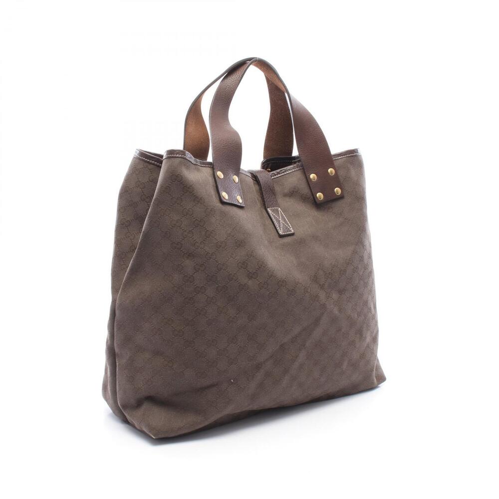 Gucci GG Canvas Tote Bag Leather Brown - Picture 2 of 5